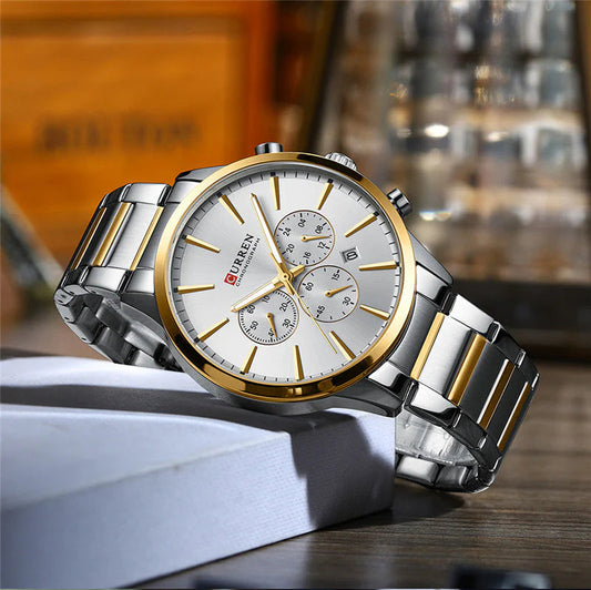 business steel straps round dial wrist watches hand watch silver watch ak store.com